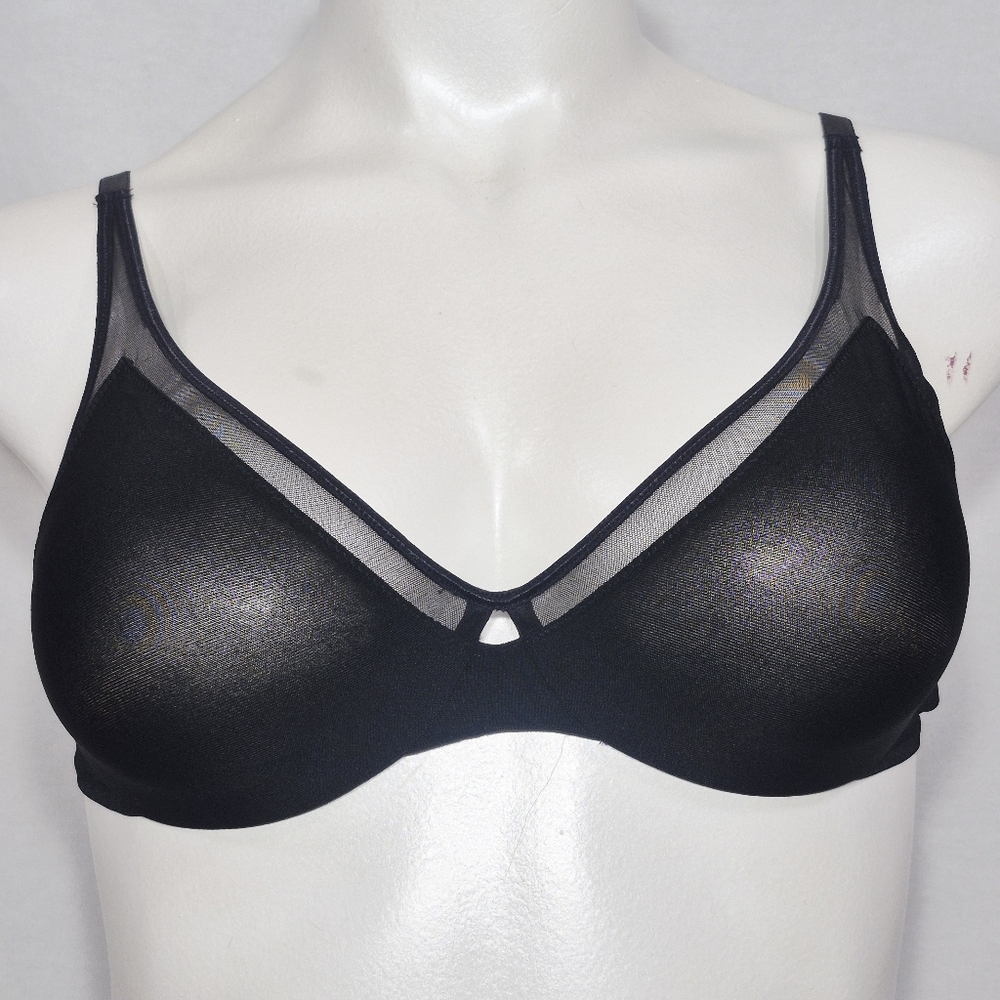 38C Lily of France 1236 Micro Illusions Unlined Tactel Bra Black NWT